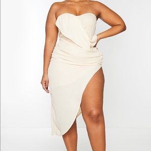 PLTPlus Nude Cup Detail Chiffon Drape Dress